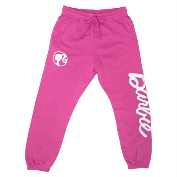 Barbie Pants - Barbie Sweatpants Pocket Joggers Hot Pink & White Logo NWOT
